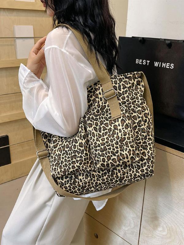 Fashion Leopard Pattern Tote Bag, Casual Versatile Shoulder Bag for Women, Trendy All-match Bag for Daily Use