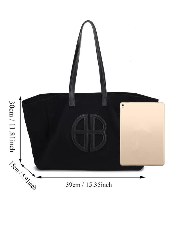 Solid Color Tote Bag, Fashionable Large Capacity Shoulder Bag for Women & Girls, Casual Trendy Versatile High-quality Daily Commuting Bag, Girl Fashionable Shopping Bag