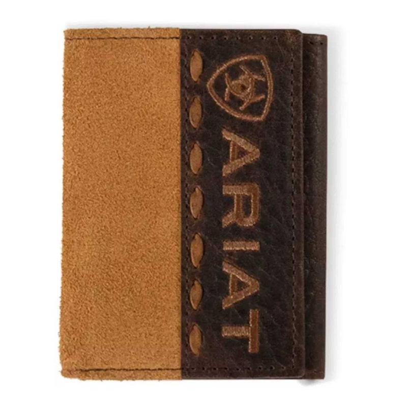 Ariat Men's Trifold Roughout Croco Tan Wallet Money Clip