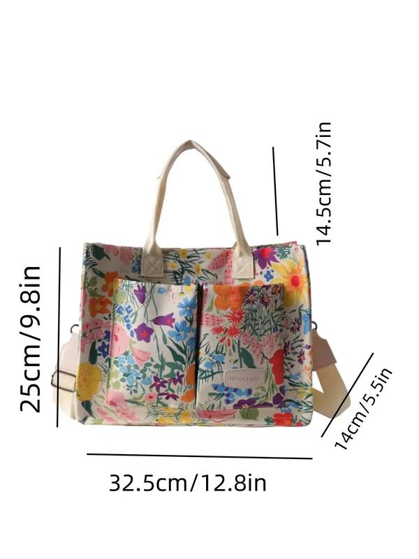 Women's Elegant Ditsy Floral Pattern Tote Bag, Vintage Trendy Large Capacity Shoulder Bag, Fashionable All-match Crossbody  Bag for Daily Life