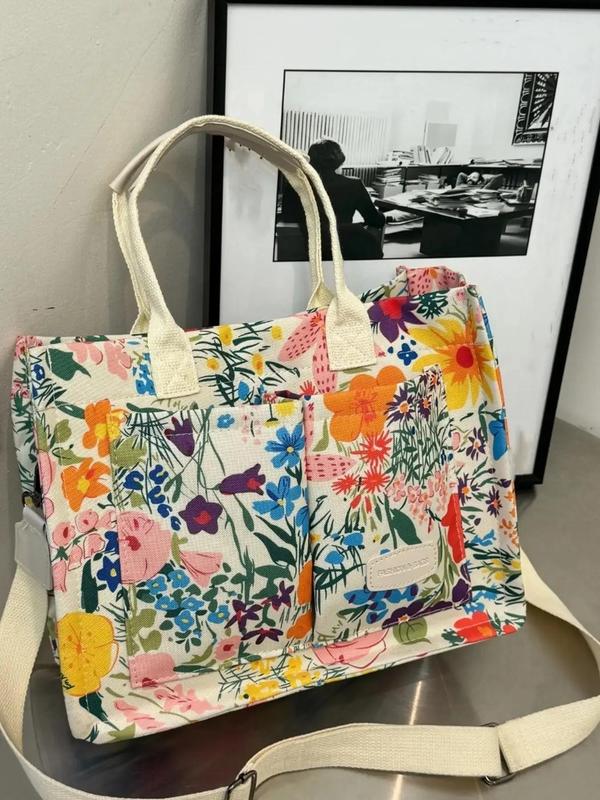 Women's Elegant Ditsy Floral Pattern Tote Bag, Vintage Trendy Large Capacity Shoulder Bag, Fashionable All-match Crossbody  Bag for Daily Life