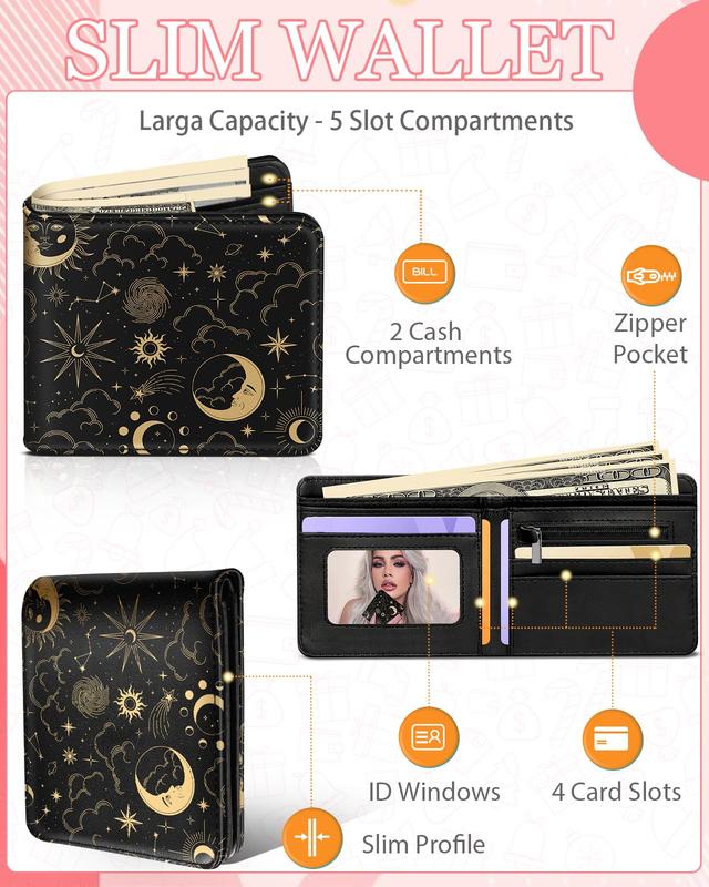 Girls Wallet Cute Leather Bifold Wallet Skull for Women Teen Girls Goth Horror Credit Card Cash Id Holder Rfid Blocking Mushroom Skeleton Bi Fold Small Wallets With Coin Pocket Slim Scary Cool