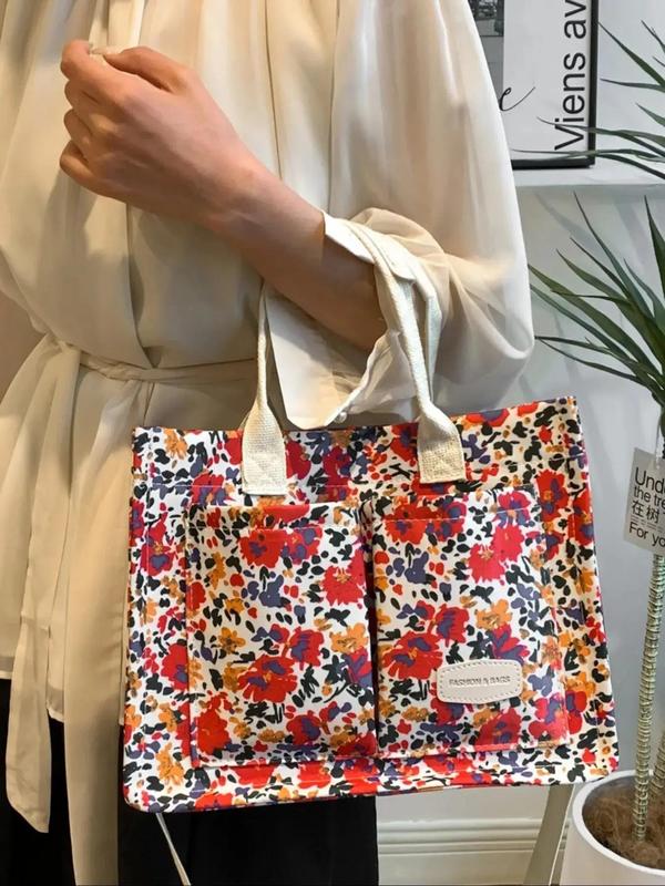 Women's Elegant Ditsy Floral Pattern Tote Bag, Vintage Trendy Large Capacity Shoulder Bag, Fashionable All-match Crossbody  Bag for Daily Life