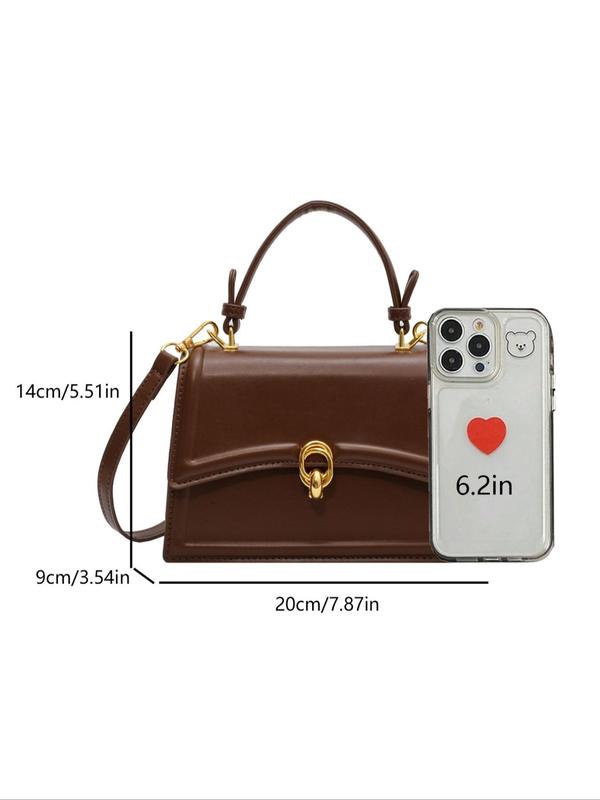 Women's Elegant Solid Color Handbag, Fashionable PU Leather Crossbody Bag for Daily Used, Casual Trendy Versatile High-quality Daily Commuting Bag