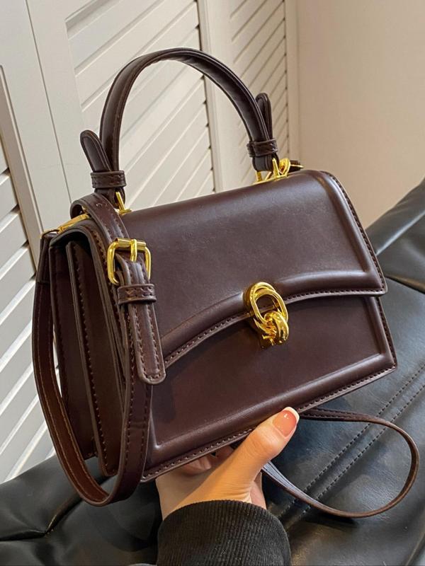 Women's Elegant Solid Color Handbag, Fashionable PU Leather Crossbody Bag for Daily Used, Casual Trendy Versatile High-quality Daily Commuting Bag