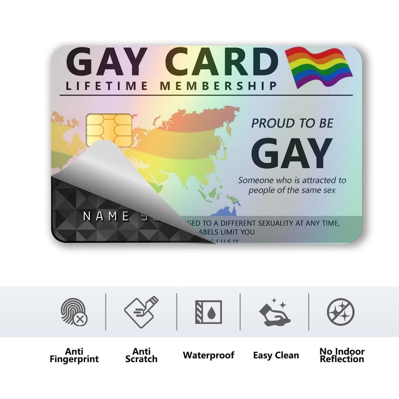 Gay Card Lifetime Membership Credit Card Skin – Holographic Laser-Proud and Durable LGBTQ+ Card Cover