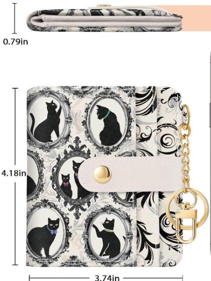 Rfid Ladies Wallet, Small Slim Thin Compact Credit Card Women Wallet, Art Aesthetics PU Leather Bifold