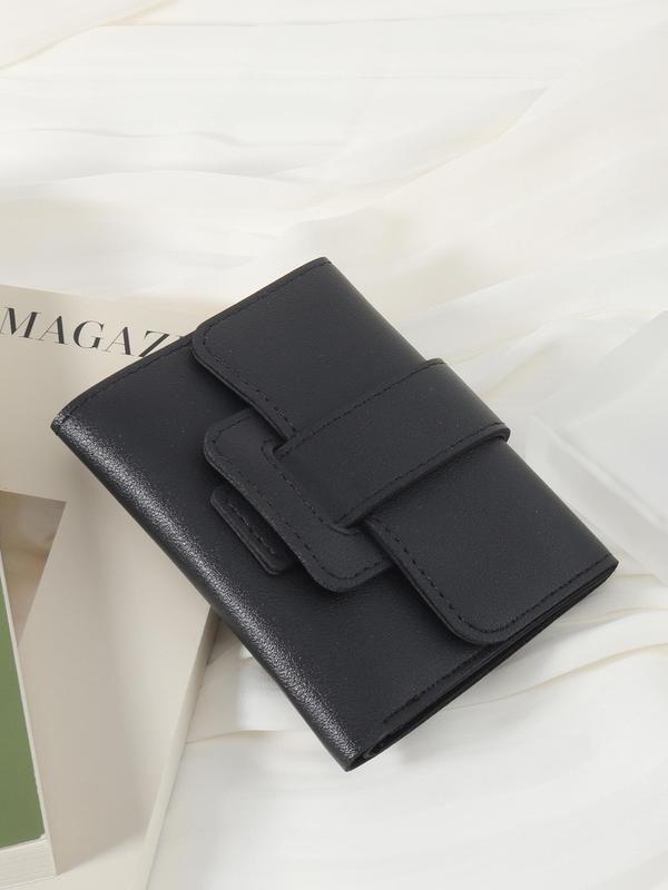 Women's  Solid Color Trifold Wallet with Multiple Card Slots & Id Window, Simple All-match Purse