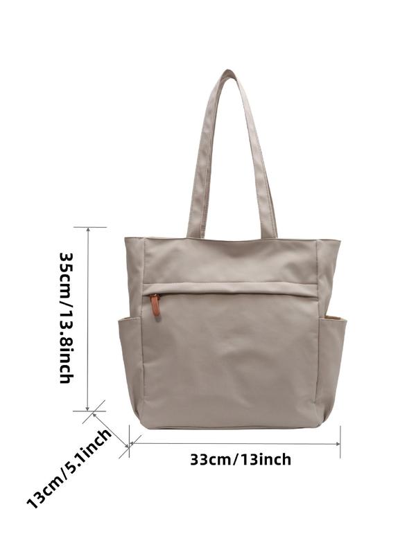 Simple Matching Solid Color Canvas Tote Bag, Casual Large Capacity Shoulder Bag for Women, Versatile Commuter Bag for Work & School