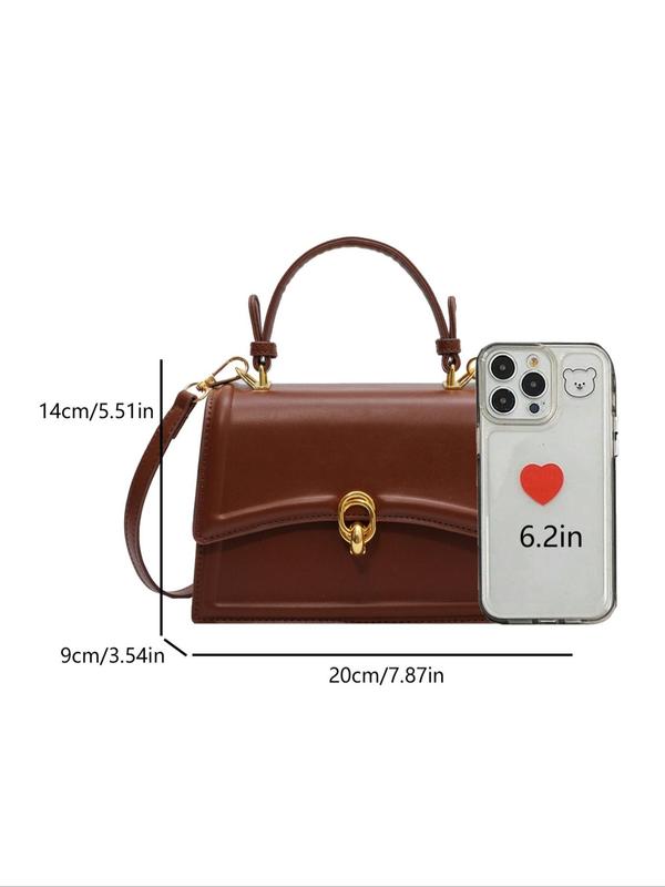 Women's Elegant Solid Color Handbag, Fashionable PU Leather Crossbody Bag for Daily Used, Casual Trendy Versatile High-quality Daily Commuting Bag