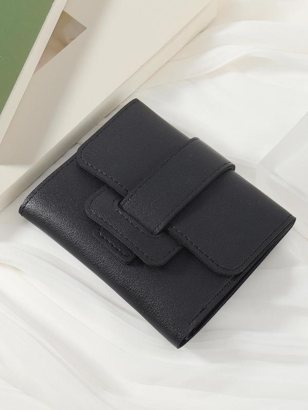 Women's  Solid Color Trifold Wallet with Multiple Card Slots & Id Window, Simple All-match Purse