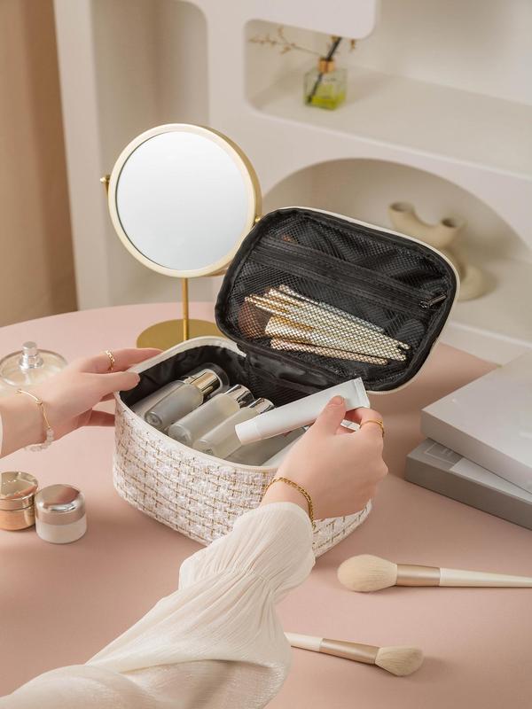 Portable Makeup Bag, Large Capacity Cosmetic Storage Bag, Zipper Makeup Organizer Pouch, Versatile Storage Bag for Travel, Gym, Office, Home