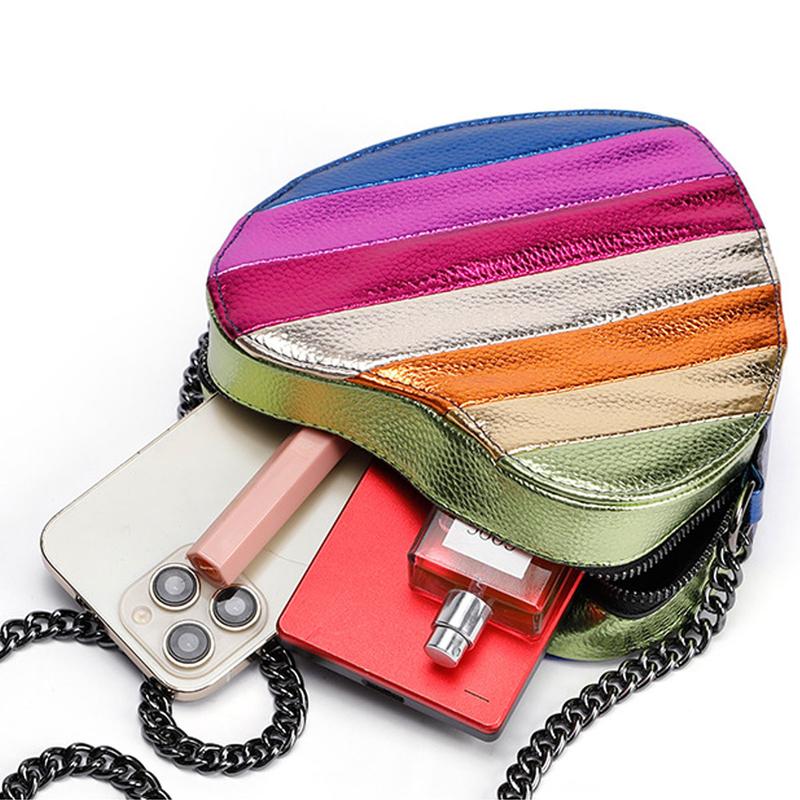 Love women's bag with contrasting colors, rainbow splicing chain, crossbody bag, eagle head shoulder bag