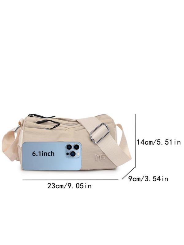 Women's Solid Color Multi-layer Zipper Crossbody Bag, Fashionable Lightweight Shoulder Bag for Daily Used, Casual Trendy Versatile High-quality Daily Commuting Bag