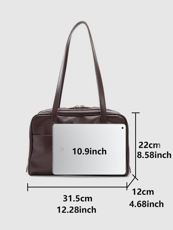 Women's Solid Color Large Capacity Tote Bag, with Cartoon Bag Charm, Fashionable Shoulder Bag for Daily Used, Casual Trendy Versatile High-quality Daily Commuting Bag