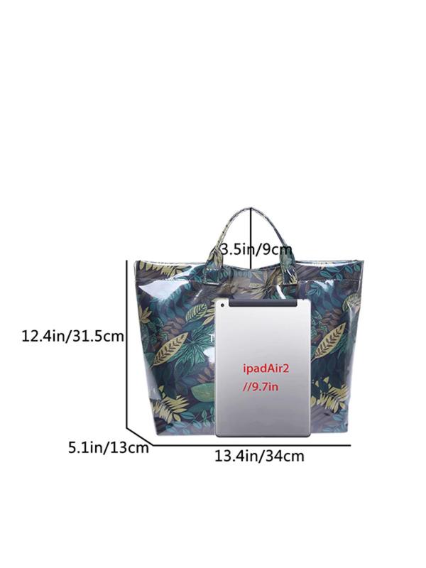 Fashion Leaf Print Tote Bag, Large Capacity Shoulder Bag for Women, Casual Trendy Versatile High-quality Daily Commuting Bag, Girl Fashionable Shopping Bag