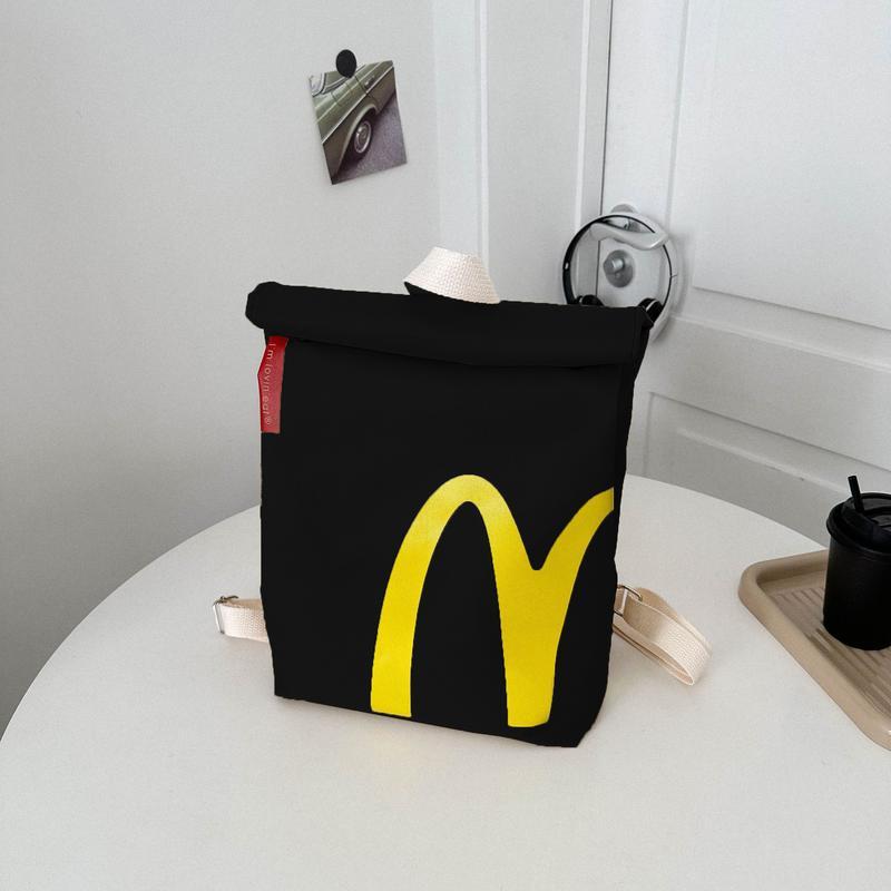 Personalized Paper McDonald's Bag with Hamburger keychain Backpack Casual Canvas Bag Shoulder Crossbody Bag Women Men Funny Gift