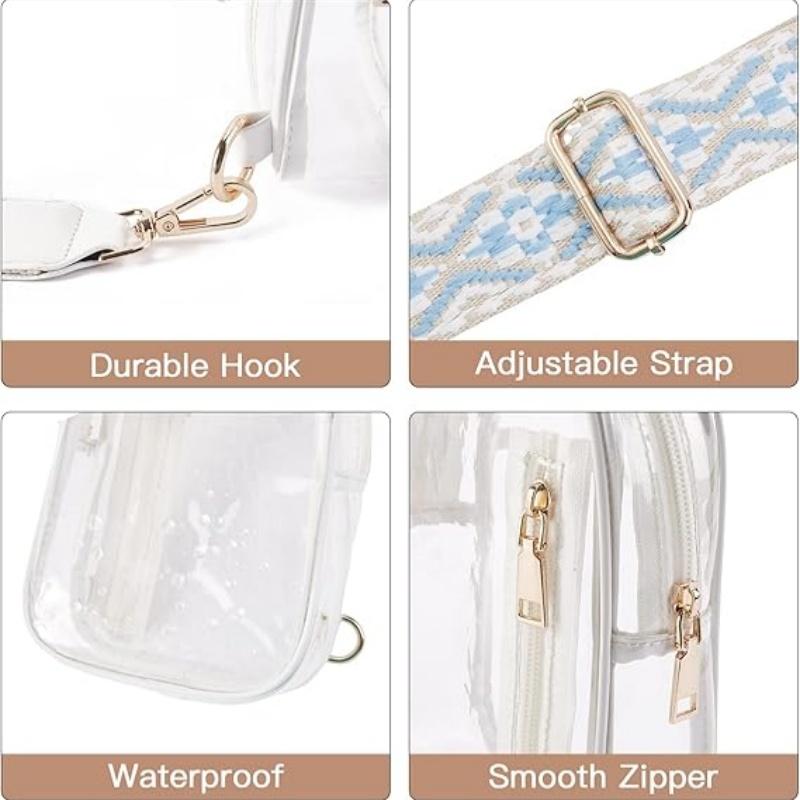 Clear Bag for Stadium Events Approved 4-Pockets Clear Sling Bag for Women Men Clear Crossbody Purse for Concert Sport,A good choice as a Christmas gift