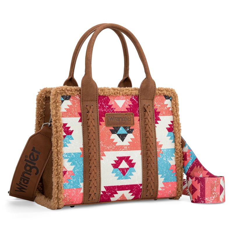 Wrangler Aztec Sherpa Tote Bag for Women Western Purses and Handbags-Fall Fashion woman gift