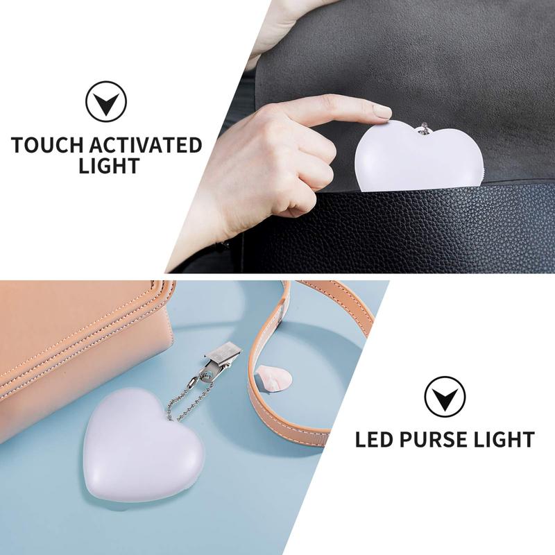 Purse Light Handbag Lights, Touch Sensor Glowing Heart Shaped Mini Heart Touch Purse Glow Light Small Portable Light Touch Bag Purse