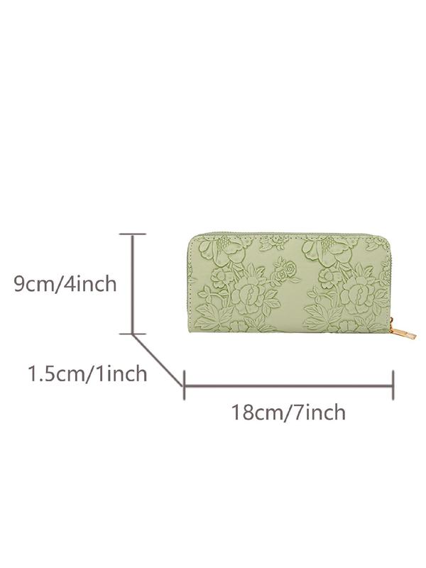 Women's Floral Embossed Long Wallet, Simple Fashion Zipper Design Long Wallet for Daily Used, Casual Trendy Versatile Coin Purse, Girl Fashionable Purse