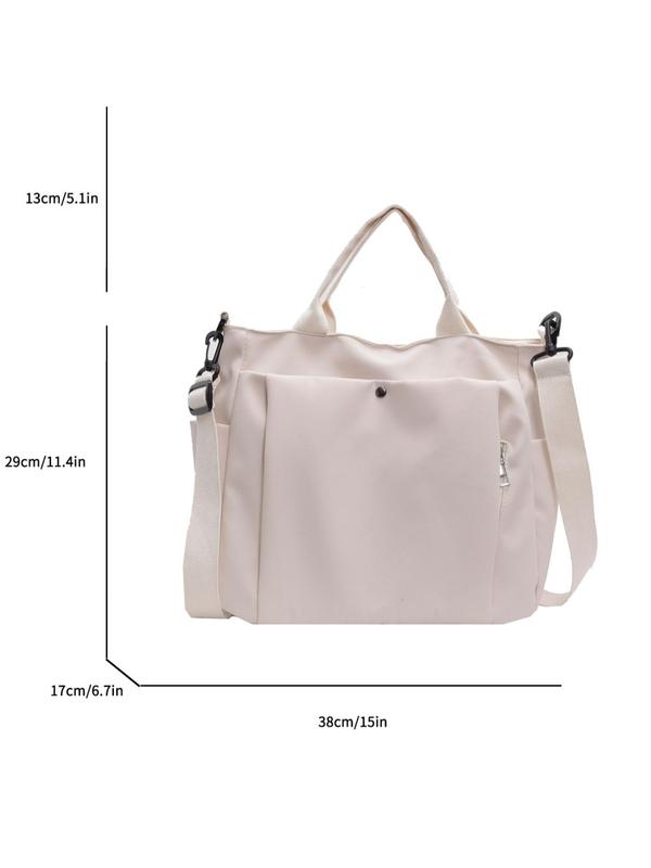 Women's Solid Color Nylon Tote Bag, Large Capacity Shoulder Bag for Daily Used, Casual Trendy Versatile High-quality Daily Commuting Bag, Girl Fashionable Bag