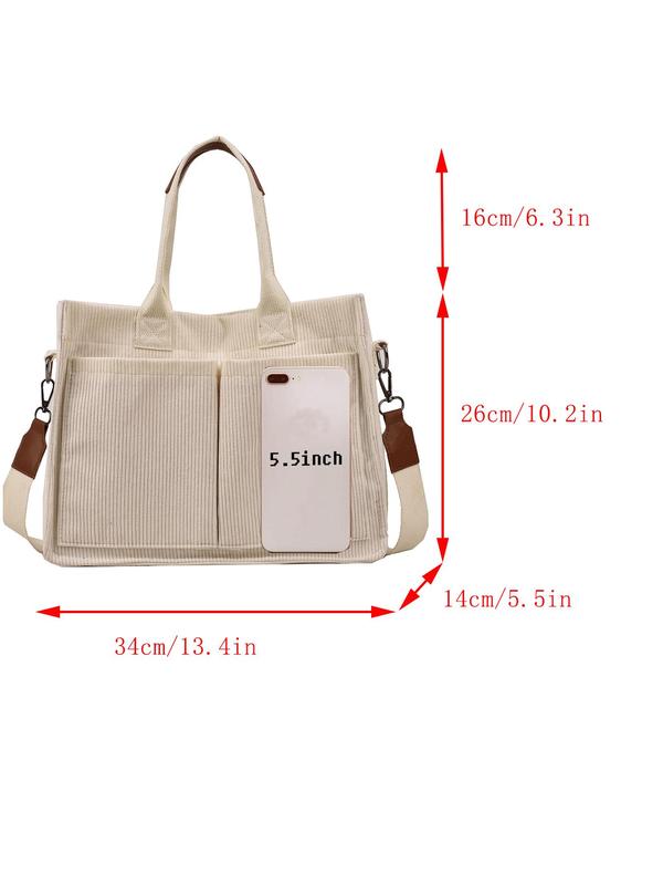 Women's Solid Color Tote Bag, Fashionable Large Capacity Shoulder Bag for Work & Daily Used, Casual Trendy Versatile High-quality Daily Commuting Bag