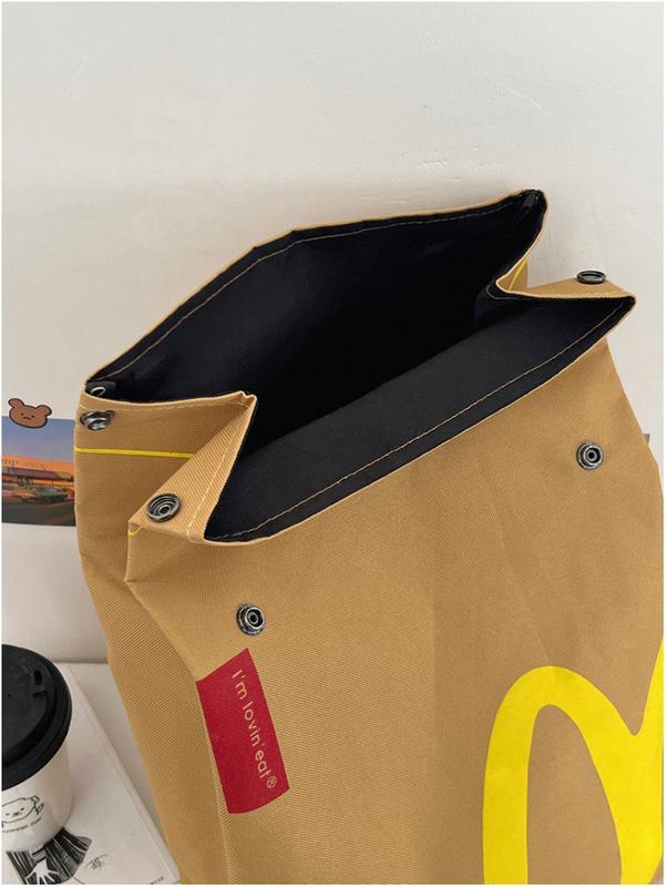 Personalized Paper McDonald's Bag with Hamburger keychain Backpack Casual Canvas Bag Shoulder Crossbody Bag Women Men Funny Gift