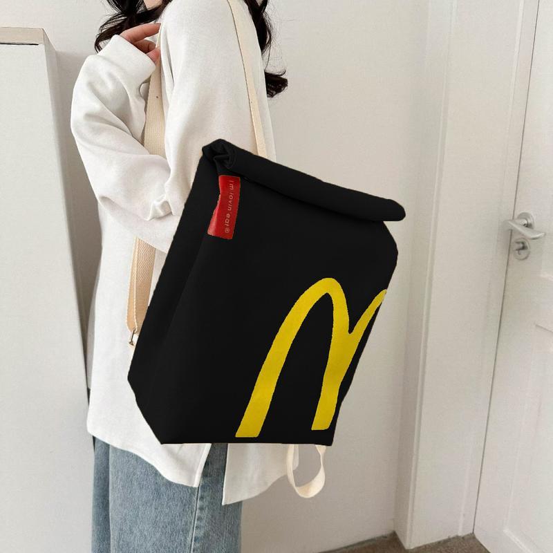 Personalized Paper McDonald's Bag with Hamburger keychain Backpack Casual Canvas Bag Shoulder Crossbody Bag Women Men Funny Gift