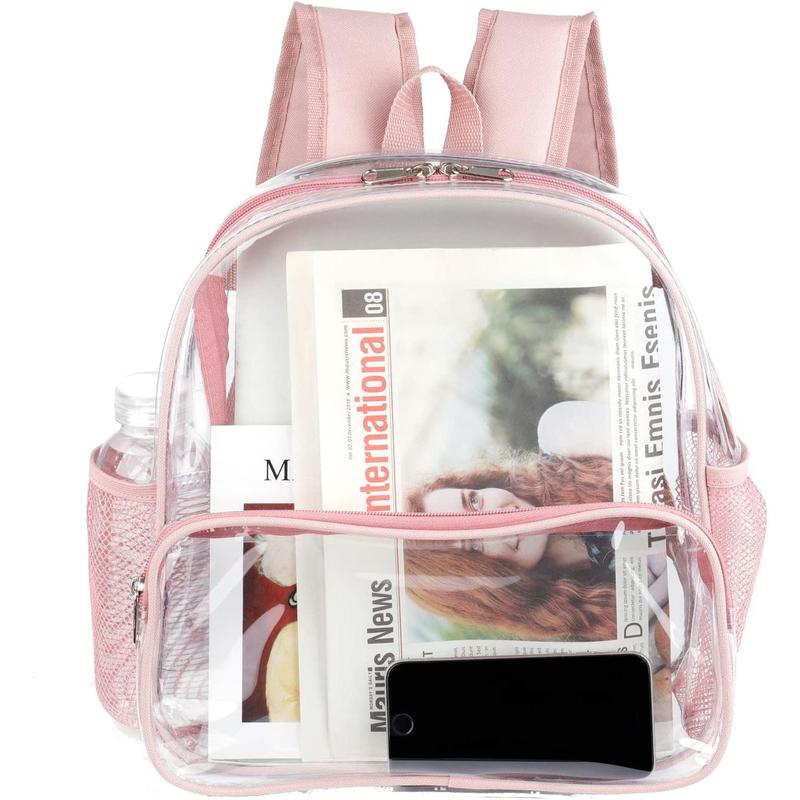 Rose Gold 12x6x12 Clear Backpack for Stadium Events Mini Clear Stadium Bag For Sporting Events Games Festival Concerts,Women Girls