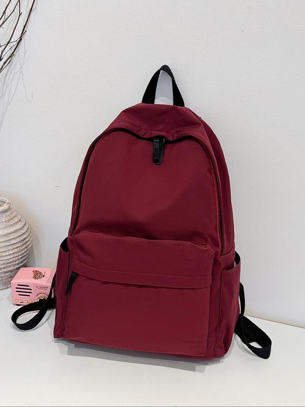 Fashionable Solid Color Backpack, Waterproof Large Capacity Travel Backpack, Casual Versatile Backpack for Women & Men for School & Work