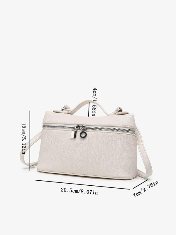 Women's Solid Color Litchi Pattern Handbag, Fashionable Zipper Crossbody Bag for Gift, Casual Trendy Versatile High-quality Daily Commuting Bag