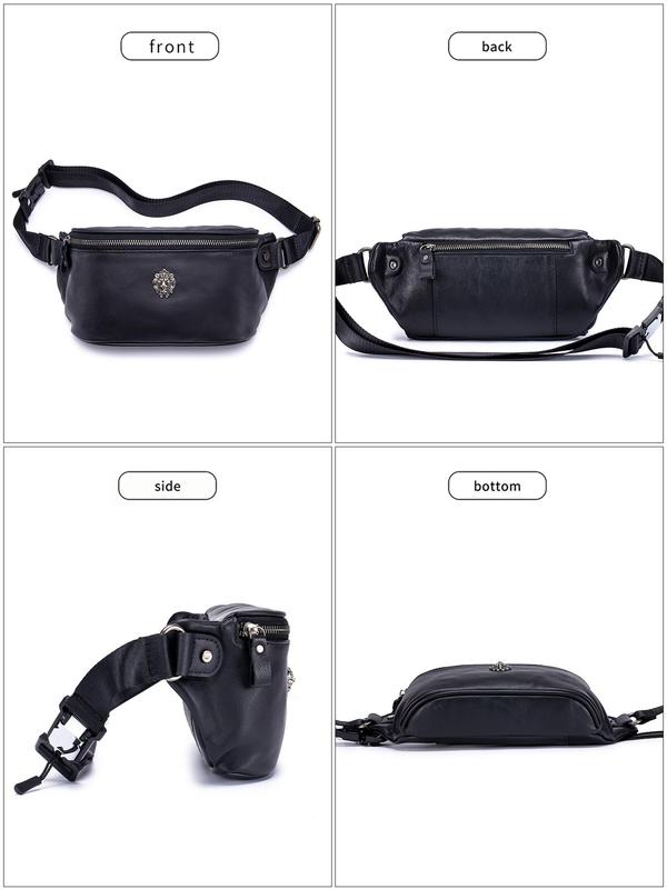 Men's Casual Solid Color Fanny Pack, Fashionable Cowhide Waist Bag for Daily Used, Casual Trendy Versatile High-quality Daily Commuting Bag