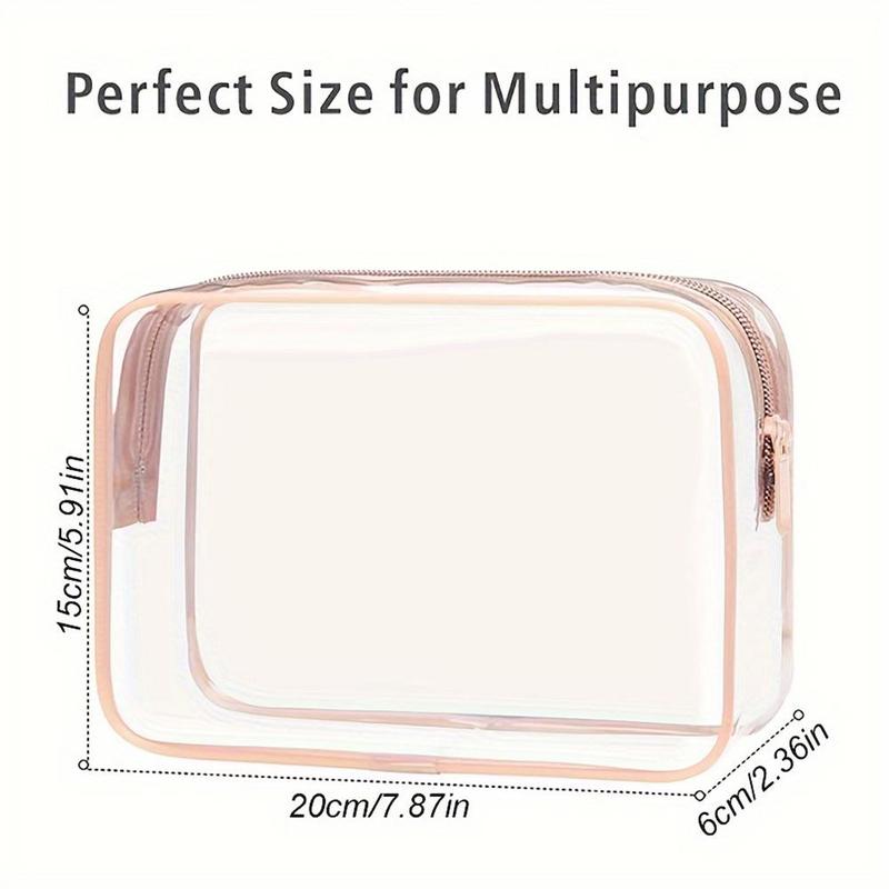 Clear Cosmetic Bag Set, 3 Counts set Waterproof Toiletry Pouch with Zipper, Travel Makeup Organizer for Women, Suitable for Cosmetics, Toys