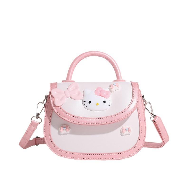 Women's Bag Cute KT Pink Hand Holding Saddle Bag 2024 New Shoulder Messenger Bag