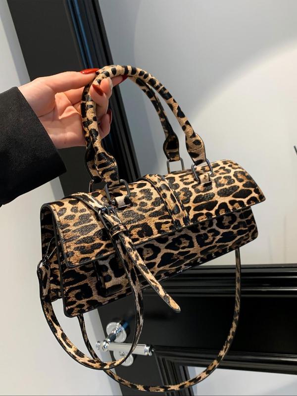 Fashion Vintage Leopard Pattern Handbag, Casual Versatile Crossbody Bag for Women, Trendy All-match Commuter Bag for Daily Used