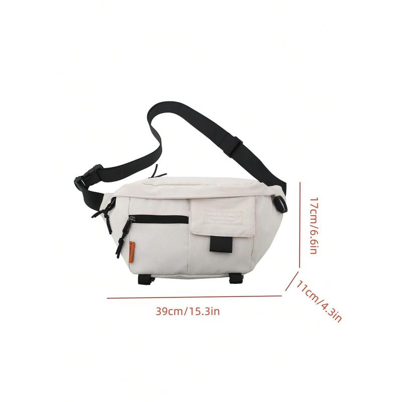 Stylish simple white nylon casual large volume waist bag for men and women with the same commuting date travel chest bag