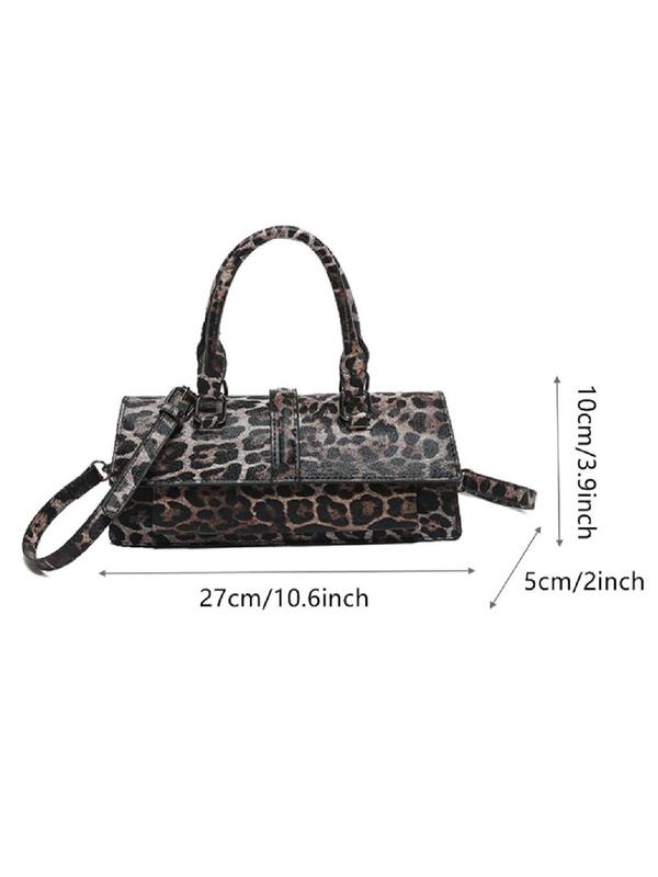 Fashion Vintage Leopard Pattern Handbag, Casual Versatile Crossbody Bag for Women, Trendy All-match Commuter Bag for Daily Used