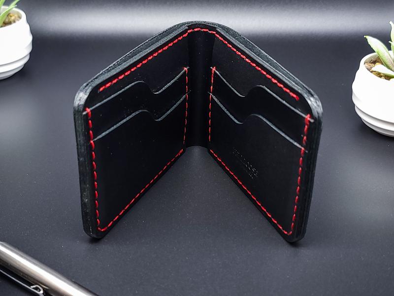 Bellicose Men's Classic Bifold Wallet - Handmade Full Grain Leather, Black with Red Stitching, Timeless Design, Premium Craftsmanship, Built to Last gift box men wallet