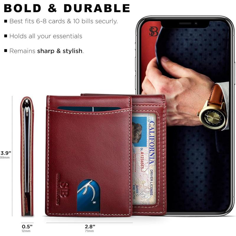 RFID Blocking Slim Bifold  Minimalist Front Pocket Wallets for Men with  Clip Thin Gift