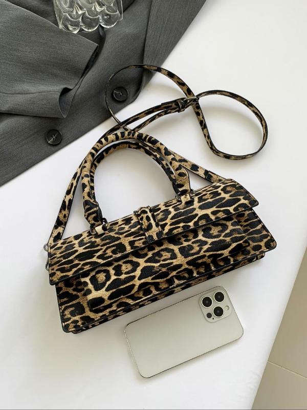 Fashion Vintage Leopard Pattern Handbag, Casual Versatile Crossbody Bag for Women, Trendy All-match Commuter Bag for Daily Used