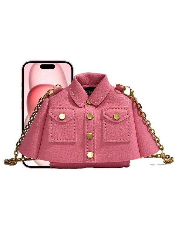 Women's Cute Chain Decor Crossbody Bag, Fashionable Jacket Shaped Shoulder Bag for Daily Used, Casual Trendy Versatile High-quality Daily Commuting Bag