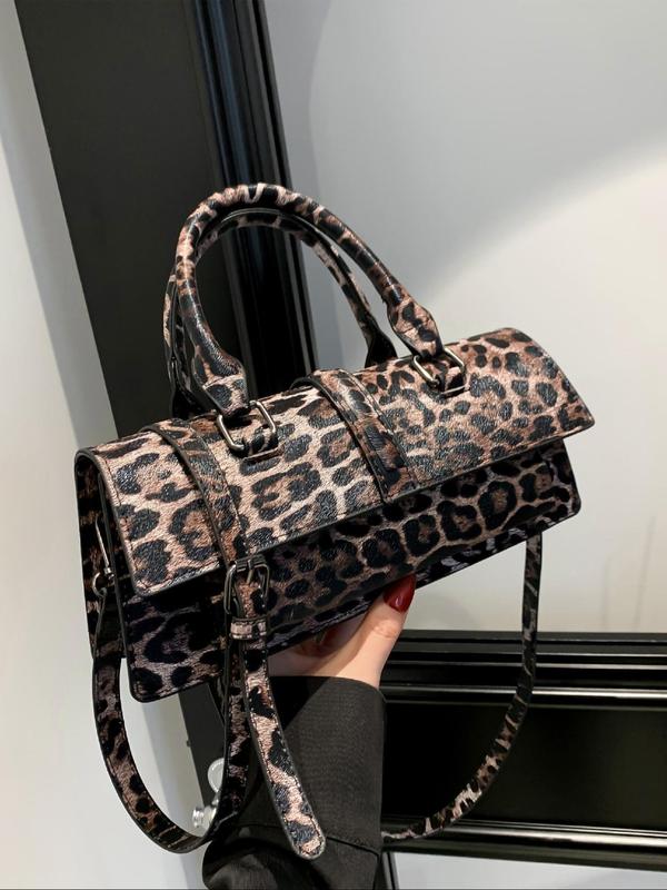 Fashion Vintage Leopard Pattern Handbag, Casual Versatile Crossbody Bag for Women, Trendy All-match Commuter Bag for Daily Used