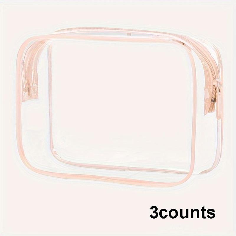 Clear Cosmetic Bag Set, 3 Counts set Waterproof Toiletry Pouch with Zipper, Travel Makeup Organizer for Women, Suitable for Cosmetics, Toys