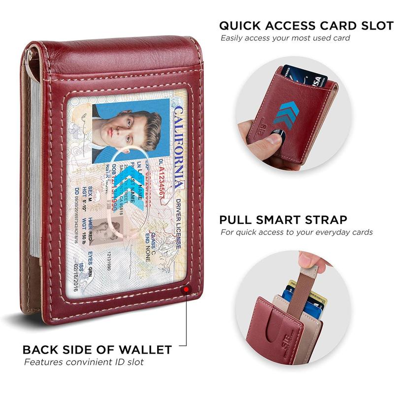 RFID Blocking Slim Bifold  Minimalist Front Pocket Wallets for Men with  Clip Thin Gift