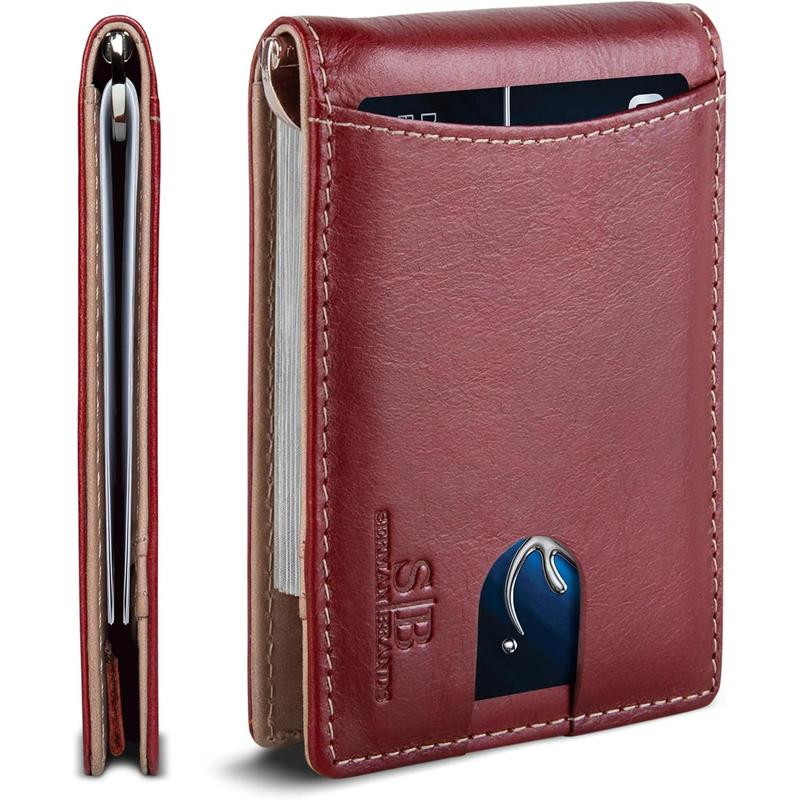 RFID Blocking Slim Bifold  Minimalist Front Pocket Wallets for Men with  Clip Thin Gift