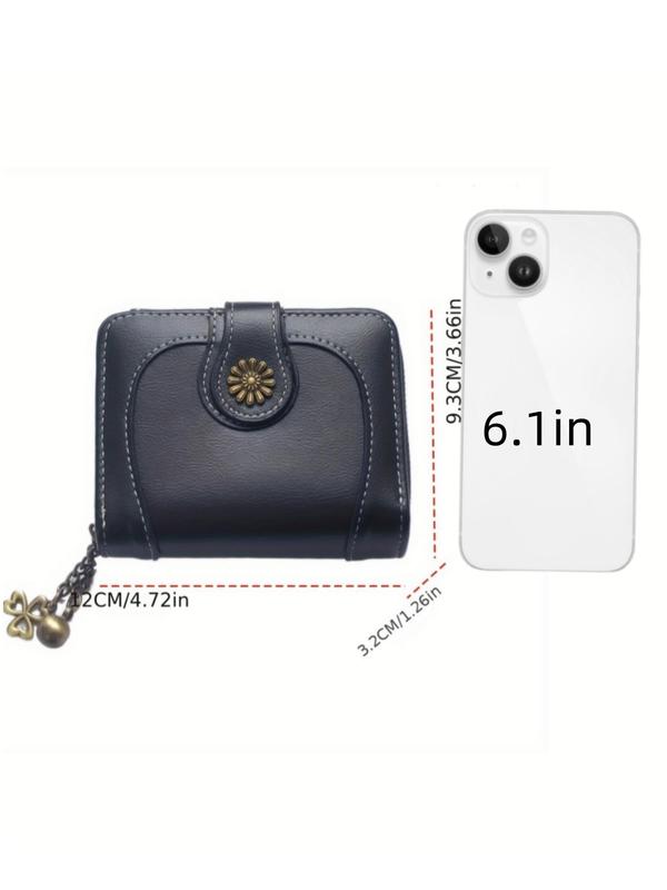 Fashionable Solid Color Zipper Wallet, 2024 New Style Casual Multi Card Slot Coin Purse with Charm, Simple All-match Short Wallet for Daily Travel Work Commute