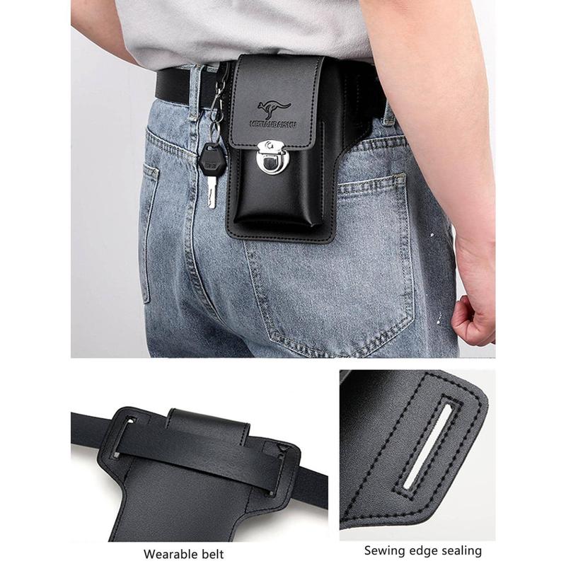 Multifunctional Leather Fanny Pack Phone Belt Bag Retro Men's Bag Cellphone Loop Holster Phone Pouch Wallet Phone Case Fathers Day Gifts Dad College Bag