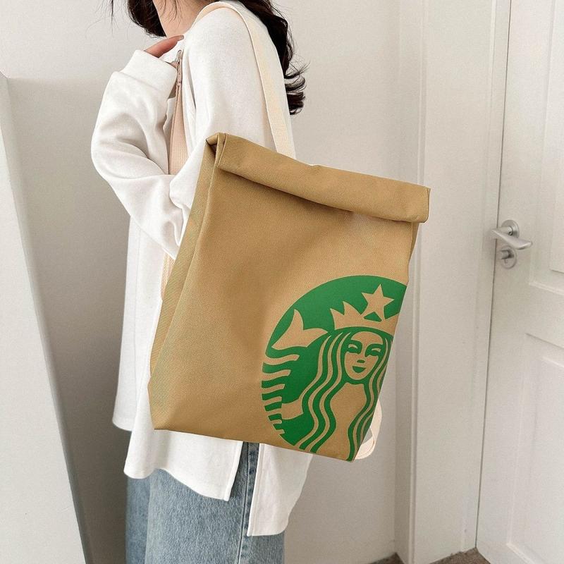 Funny McDonald's KFC and Starbucks Backpack Creative Canvas Backpacks Shoulder Bag Set Casual Knapsack For Men Women