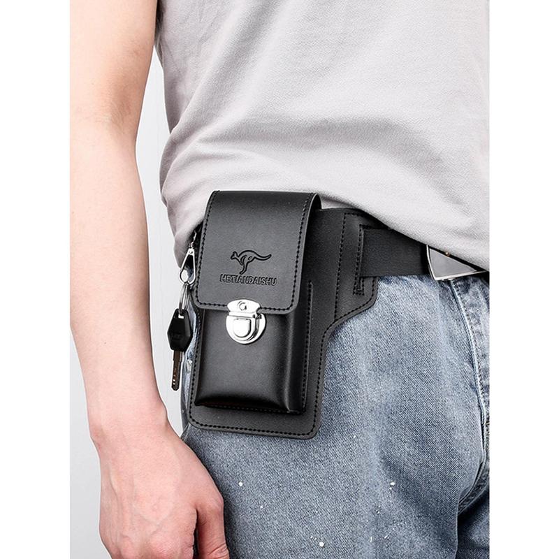 Multifunctional Leather Fanny Pack Phone Belt Bag Retro Men's Bag Cellphone Loop Holster Phone Pouch Wallet Phone Case Fathers Day Gifts Dad College Bag